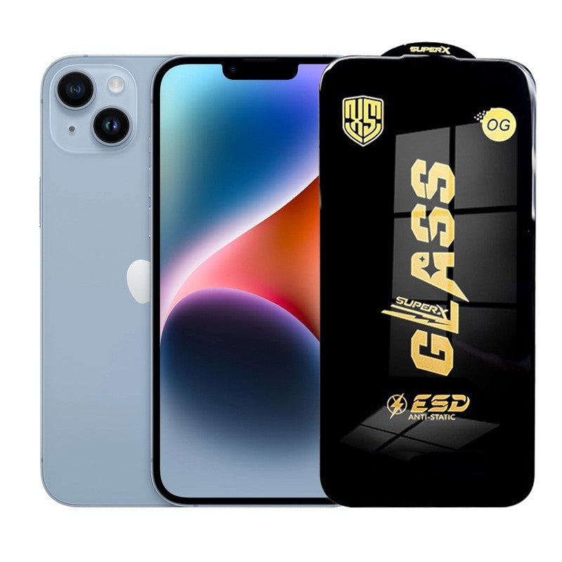 Folie de Protectie pentru iPhone 14 Plus, Flippy, Sticla Securizata ESD, Margini Negre, Rezistenta la Zgirieturi,