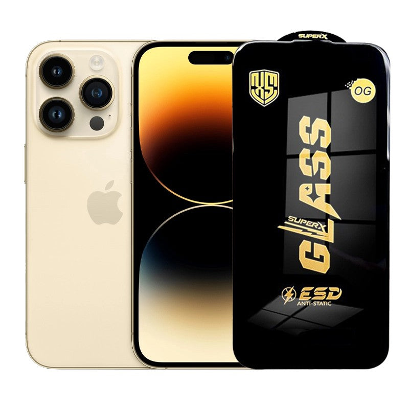 Folie de Protectie pentru iPhone 14 Pro, Flippy, Sticla Securizata ESD, Margini Negre, Rezistenta la Zgirieturi,