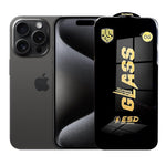 Folie de Protectie pentru iPhone 15 Pro, Flippy, Sticla Securizata ESD, Margini Negre, Rezistenta la Zgirieturi,