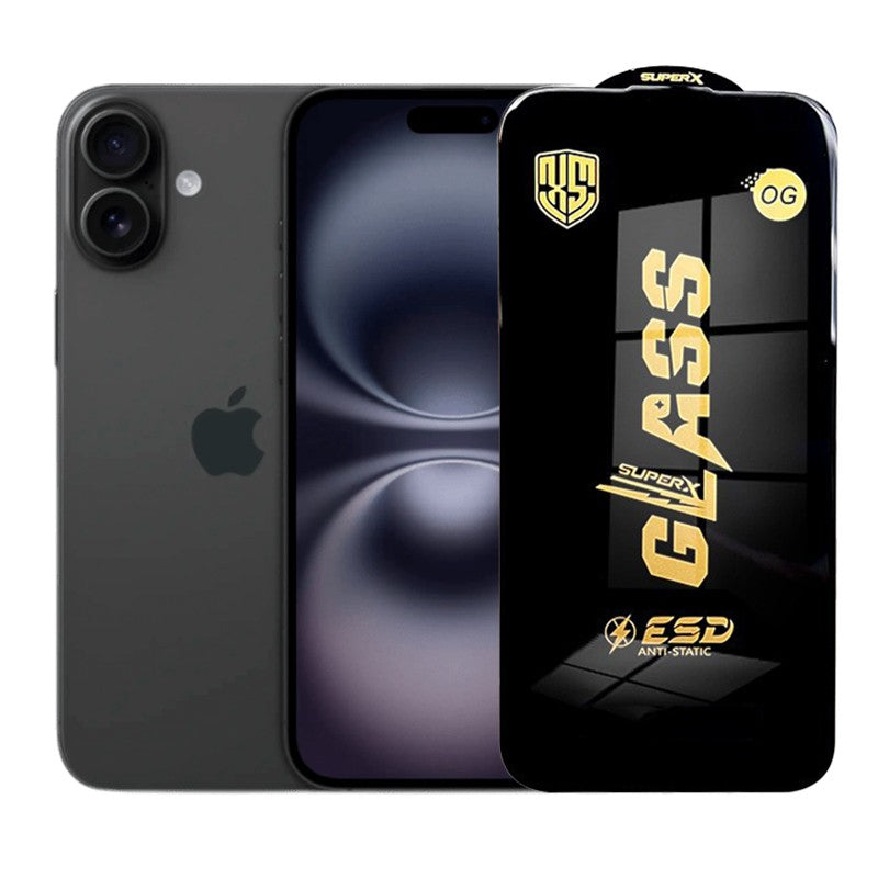 Folie de Protectie pentru iPhone 16 Plus, Flippy, Sticla Securizata ESD, Margini Negre, Rezistenta la Zgirieturi,