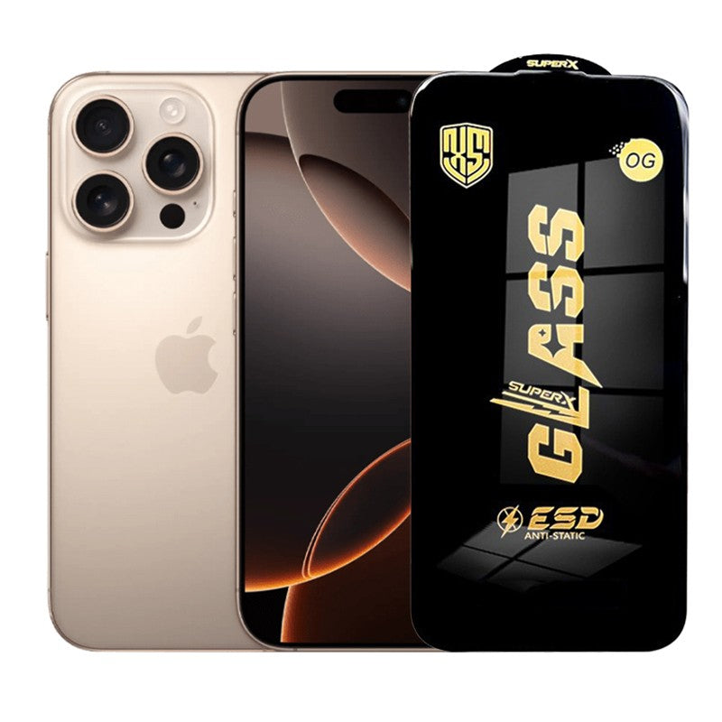 Folie de Protectie pentru iPhone 16 Pro, Flippy, Sticla Securizata ESD, Margini Negre, Rezistenta la Zgirieturi,