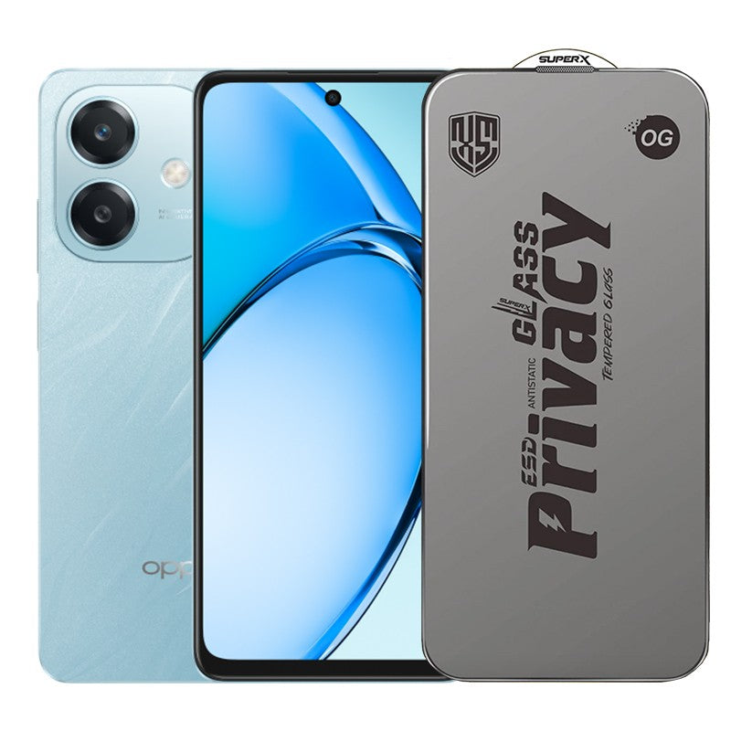 Folie de Protectie pentru Oppo A3x, Flippy, Sticla Securizata ESD Antistatica, Super-X Privacy OG, Margini Negre, 0.30
