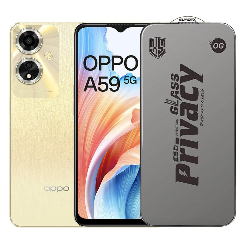 Folie de Protectie pentru Oppo A59, Flippy, Sticla Securizata ESD Antistatica, Super-X Privacy OG, Margini Negre, 0.30