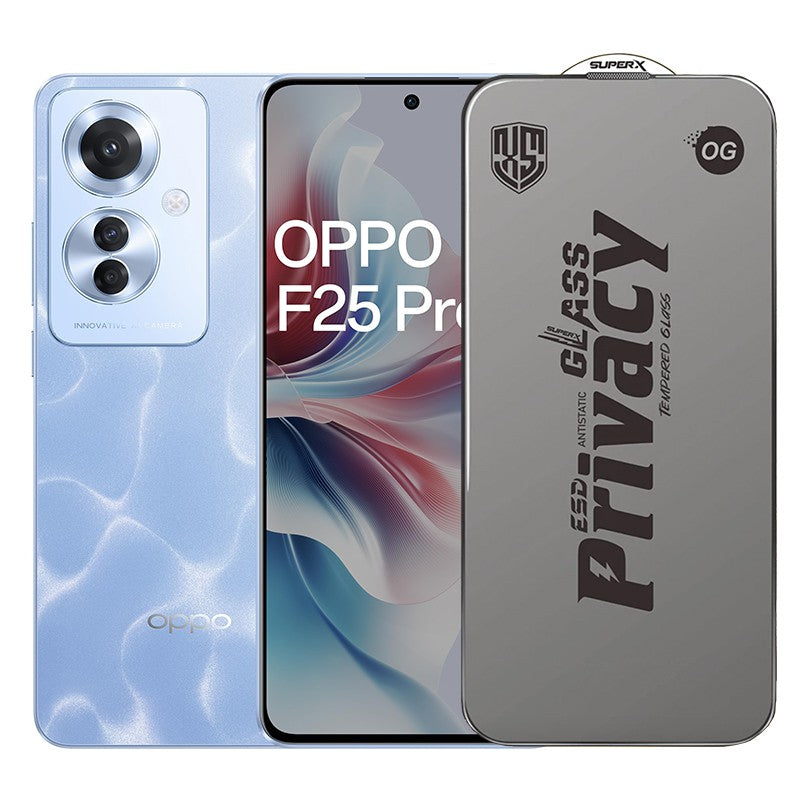 Folie de Protectie pentru Oppo F25 Pro, Flippy, Sticla Securizata ESD Antistatica, Super-X Privacy OG, Margini Negre,