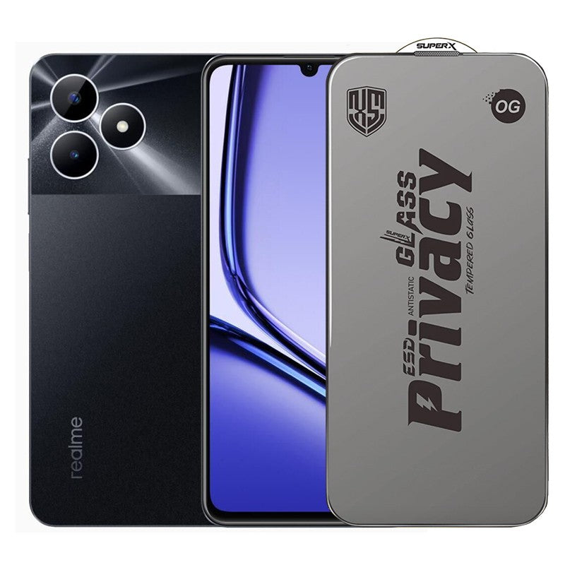 Folie de Protectie pentru Realme Note 50, Flippy, Sticla Securizata ESD Antistatica, Super-X Privacy OG, Margini Negre,