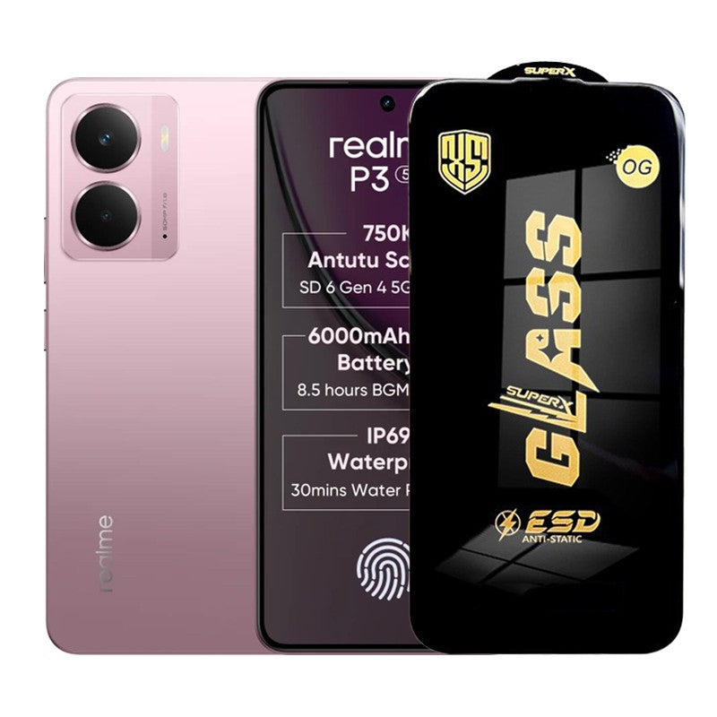 Folie de Protectie pentru Realme P3, Flippy, Sticla Securizata ESD, Margini Negre, Rezistenta la Zgirieturi,