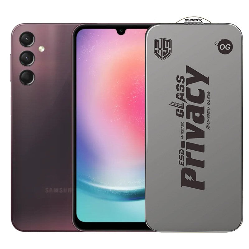 Folie de Protectie pentru Samsung Galaxy A24, Flippy, Sticla Securizata ESD Antistatica, Super-X Privacy OG, Margini