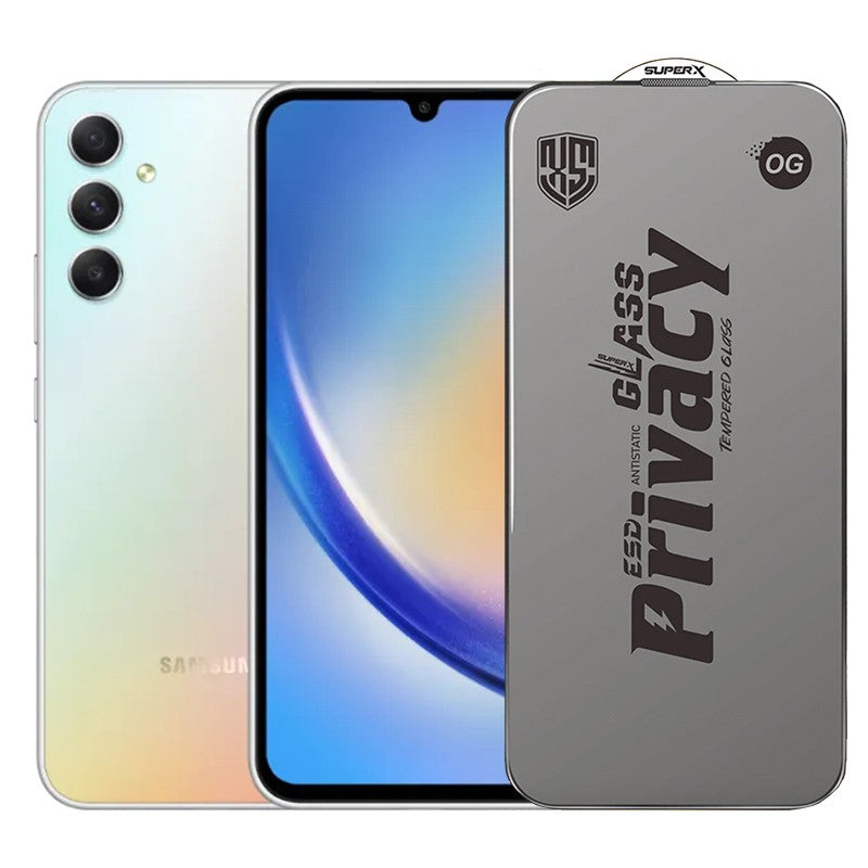 Folie de Protectie pentru Samsung Galaxy A34, Flippy, Sticla Securizata ESD Antistatica, Super-X Privacy OG, Margini