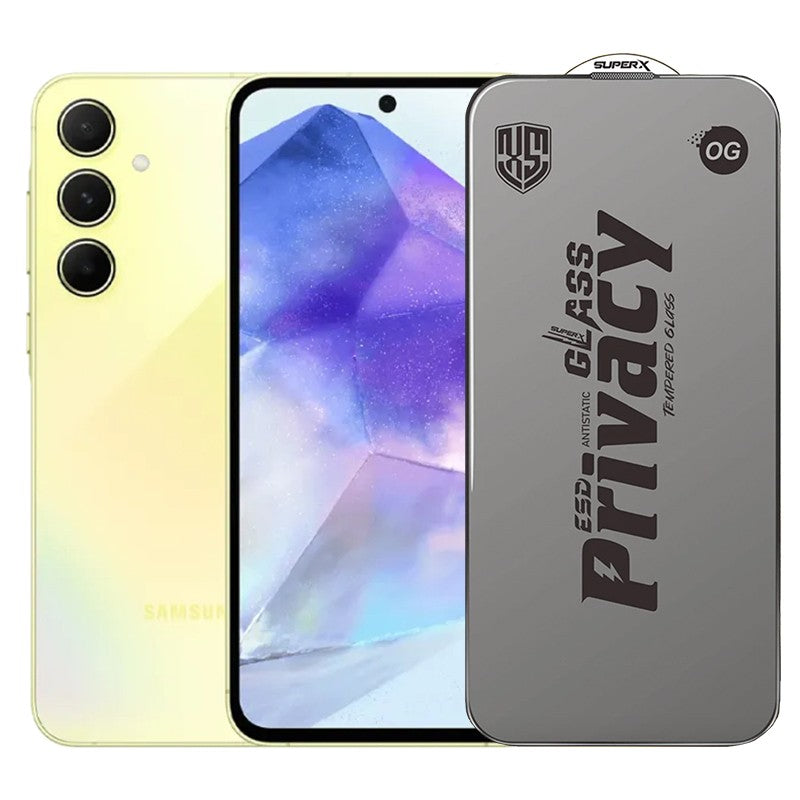 Folie de Protectie pentru Samsung Galaxy A55, Flippy, Sticla Securizata ESD Antistatica, Super-X Privacy OG, Margini