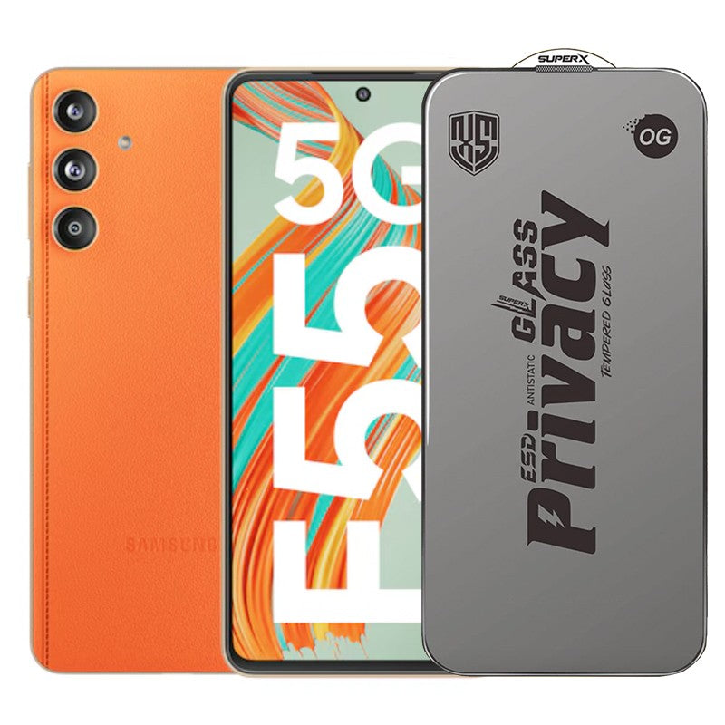 Folie de Protectie pentru Samsung Galaxy F55, Flippy, Sticla Securizata ESD Antistatica, Super-X Privacy OG, Margini