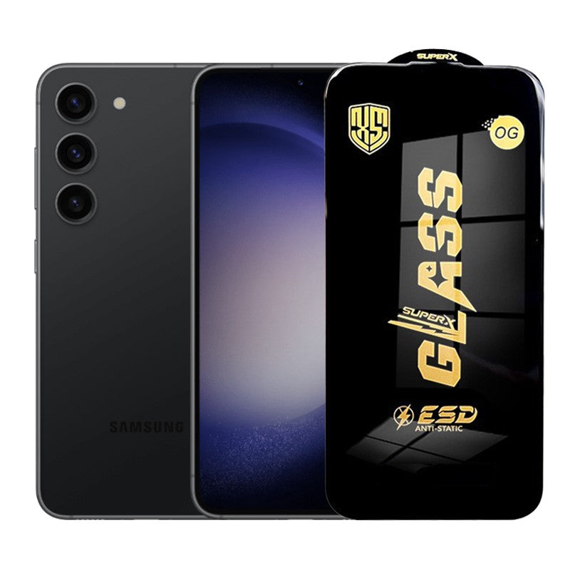Folie de Protectie pentru Samsung Galaxy S23, Flippy, Sticla Securizata ESD, Margini Negre, Rezistenta la Zgirieturi,