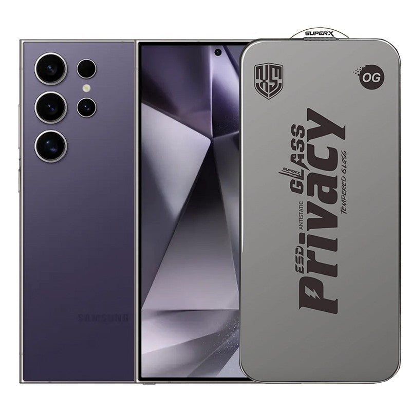 Folie de Protectie pentru Samsung Galaxy S24 Ultra, Flippy, Sticla Securizata ESD Antistatica, Super-X Privacy OG,