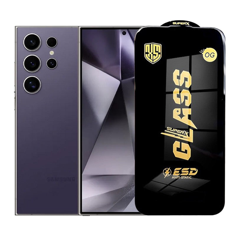 Folie de Protectie pentru Samsung Galaxy S24 Ultra, Flippy, Sticla Securizata ESD, Margini Negre, Rezistenta la