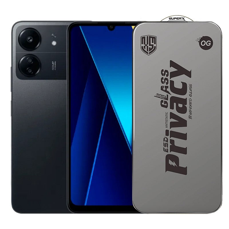 Folie de Protectie pentru Xiaomi Poco C65, Flippy, Sticla Securizata ESD Antistatica, Super-X Privacy OG, Margini