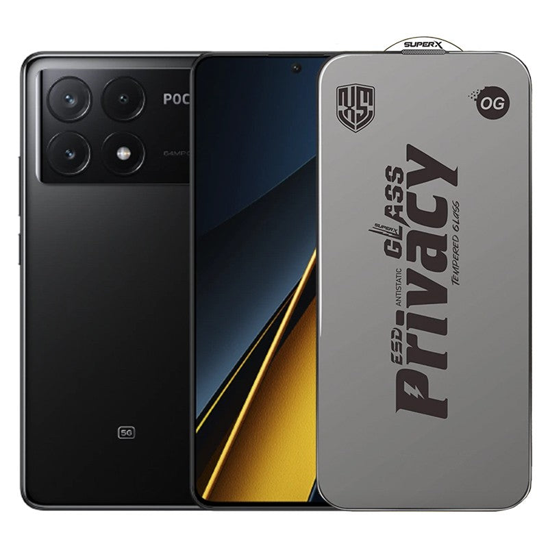 Folie de Protectie pentru Xiaomi Poco X6 Pro, Flippy, Sticla Securizata ESD Antistatica, Super-X Privacy OG, Margini