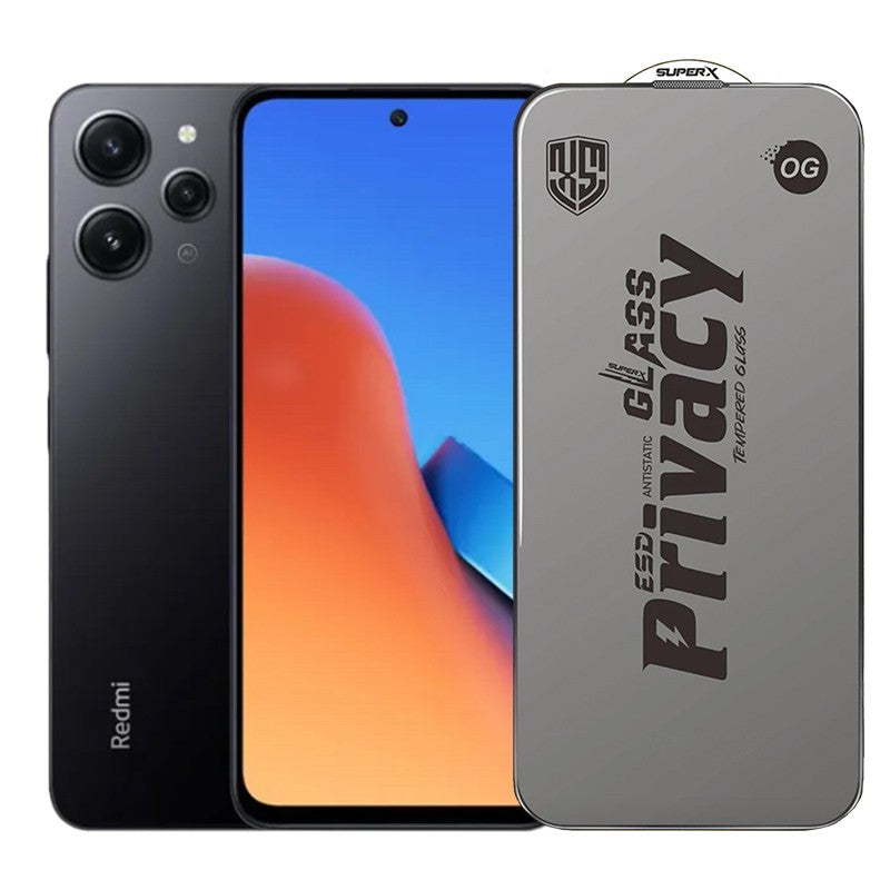 Folie de Protectie pentru Xiaomi Redmi 12, Flippy, Sticla Securizata ESD Antistatica, Super-X Privacy OG, Margini