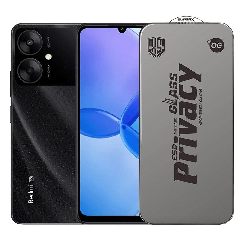 Folie de Protectie pentru Xiaomi Redmi 13R, Flippy, Sticla Securizata ESD Antistatica, Super-X Privacy OG, Margini