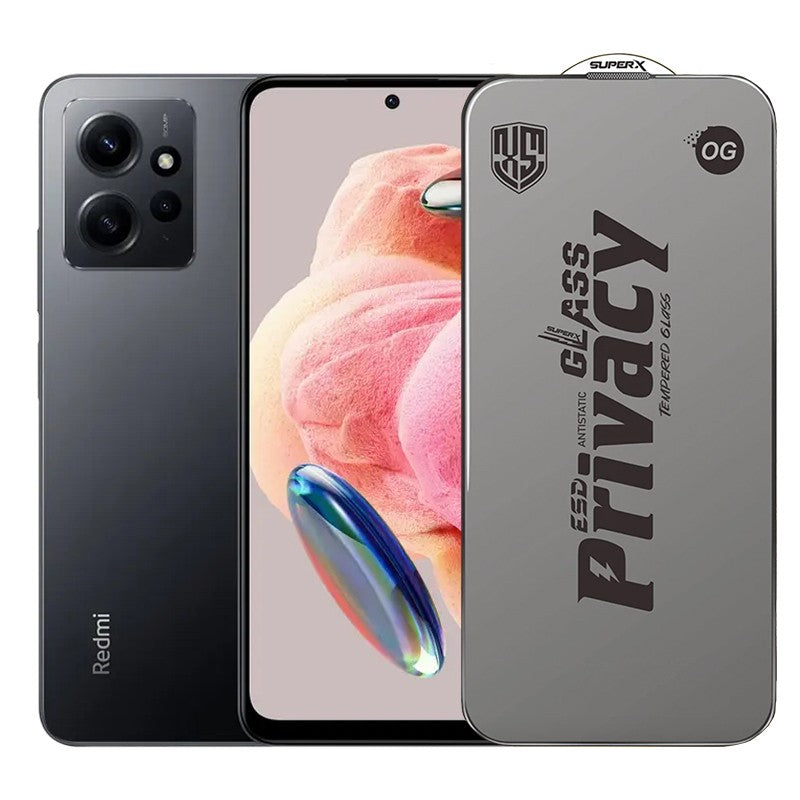 Folie de Protectie pentru Xiaomi Redmi Note 12, Flippy, Sticla Securizata ESD Antistatica, Super-X Privacy OG, Margini