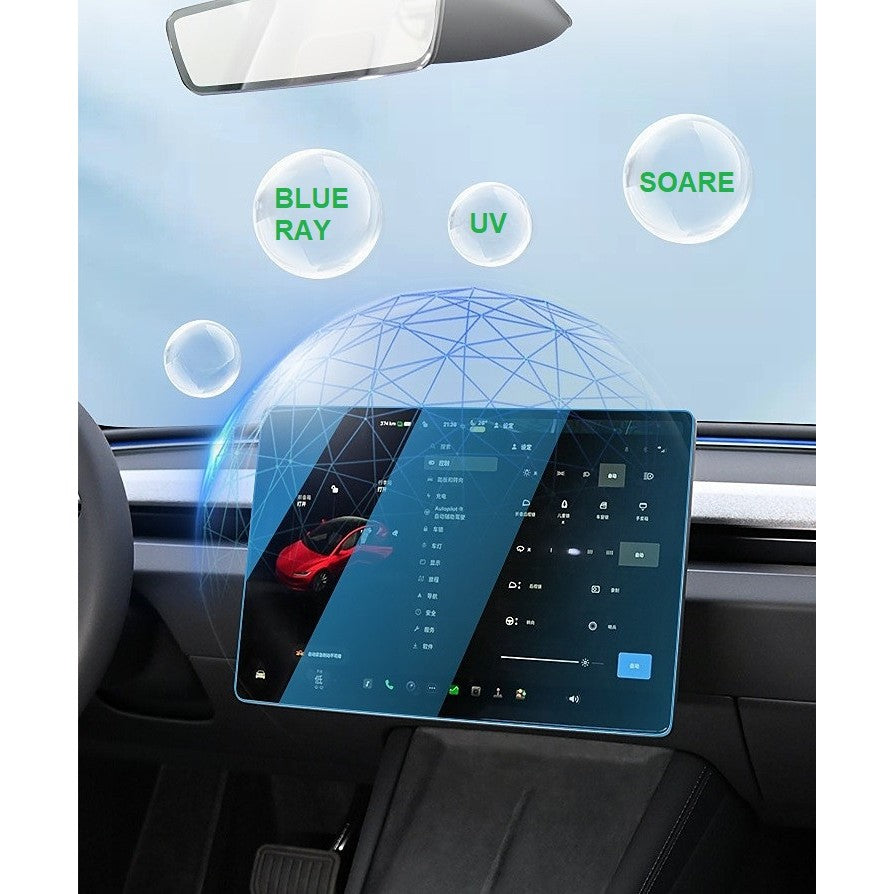Folie de Sticla Securizata, Flippy, Compatibila cu Tesla Model 3 / Tesla Model Y, Ecran Frontal, Anti Blue-Ray, 4K