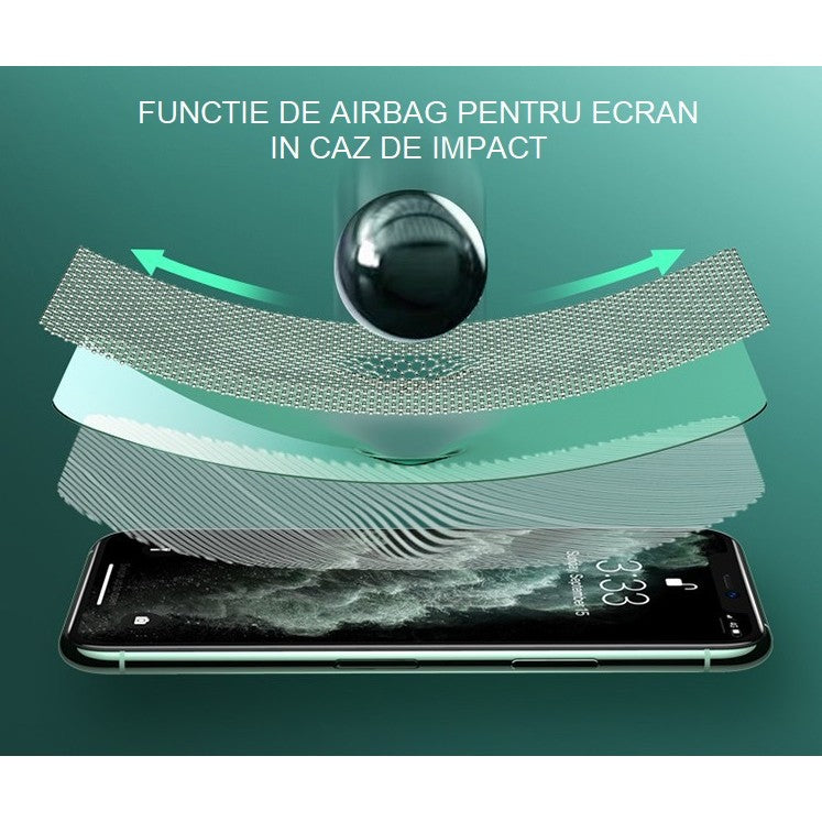 Folie de Sticla Securizata pentru Apple iPhone 15, Flippy, Lumina Verde Anti-Blue Ray, Auto-Aplicare, Protectie