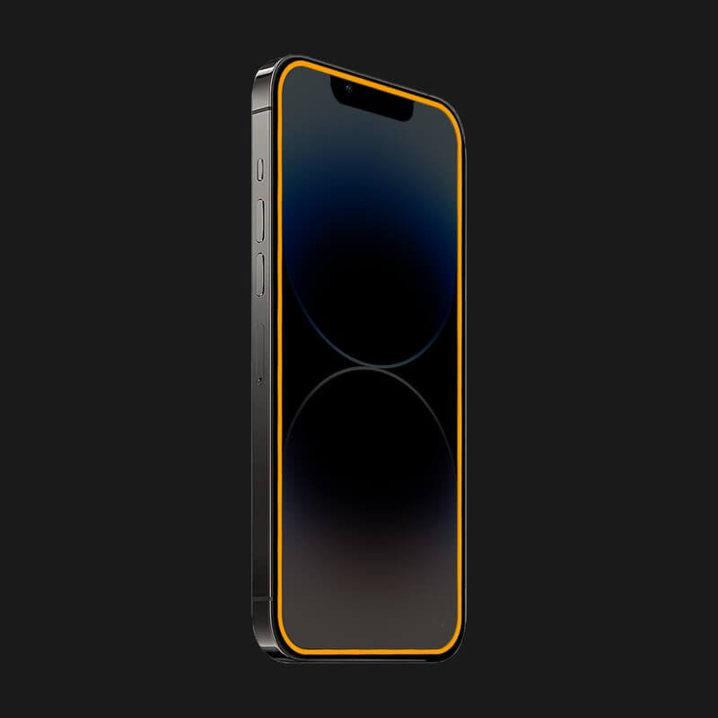 Folie de Sticla Securizata pentru Apple iPhone 15, Flippy, Luminous, Margine Fosforescenta Neon din Silicon, Mat,