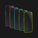 Folie de Sticla Securizata pentru Apple iPhone 15 Pro, Flippy, Luminous, Margine Fosforescenta Neon din Silicon, Mat,