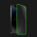 Folie de Sticla Securizata pentru Apple iPhone 15 Pro, Flippy, Luminous, Margine Fosforescenta Neon din Silicon, Mat,