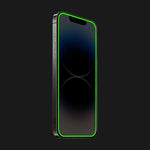 Folie de Sticla Securizata pentru Apple iPhone 15 Pro Max, Flippy, Luminous, Margine Fosforescenta Neon din Silicon,
