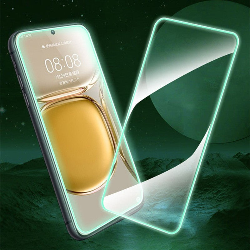 Folie de Sticla Securizata pentru Apple iPhone 15 Pro Max, Flippy, Luminous, Margine Fosforescenta Neon din Silicon,