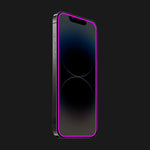 Folie de Sticla Securizata pentru Apple iPhone 15 Pro Max, Flippy, Luminous, Margine Fosforescenta Neon din Silicon,