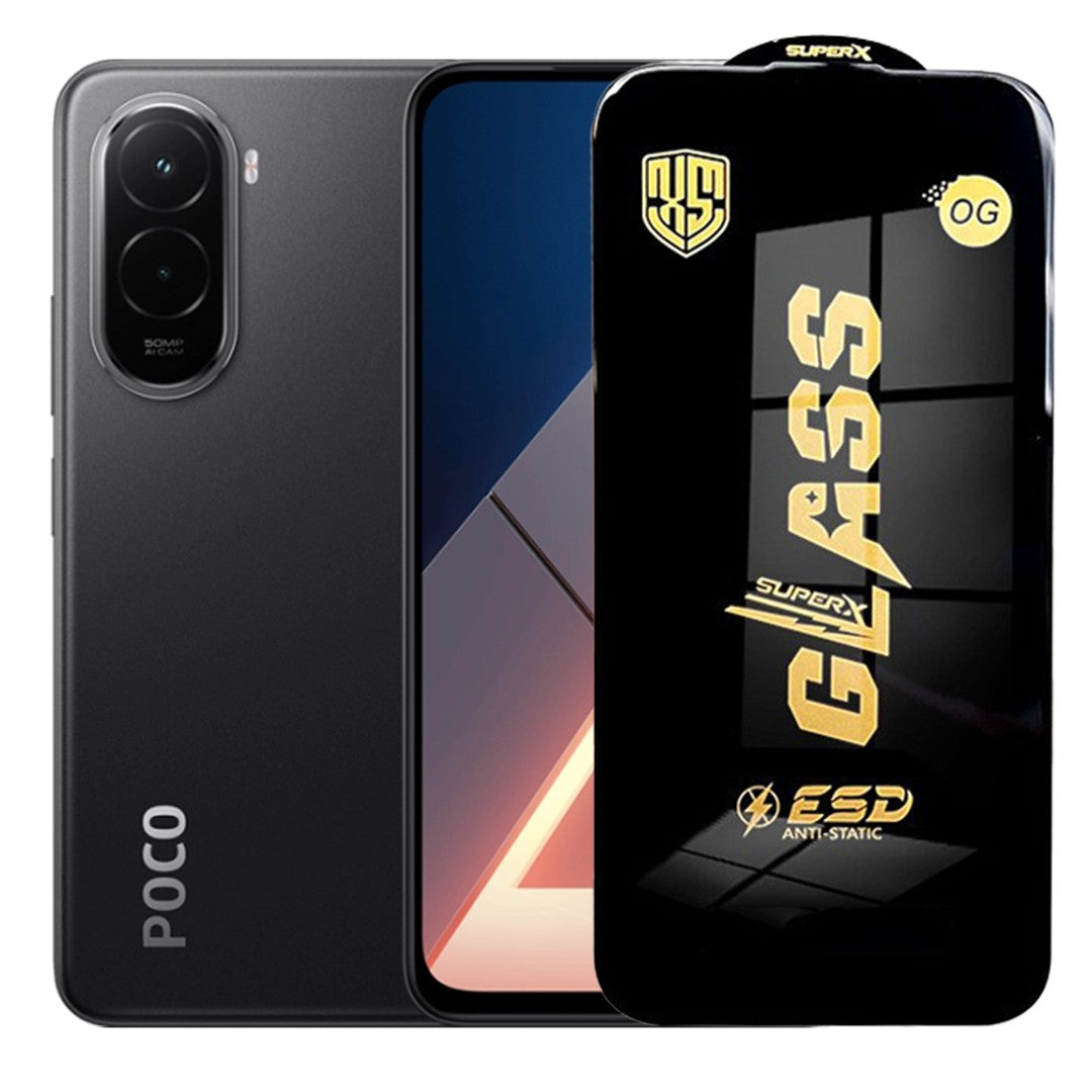 Folie de Sticla pentru Xiaomi Poco M7, Flippy, Sticla Securizata ESD Antistatica, Super-X Privacy OG, cu Margini Negre,