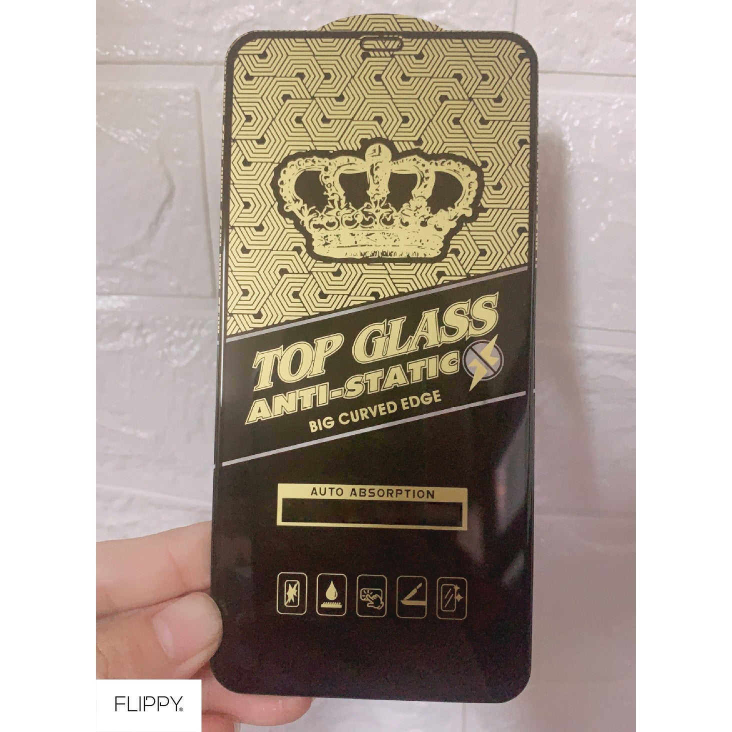 Folie ecran Flippy pentru iPhone 14 Pro, Sticla ESD, Top Glass, Anti-static, Negru