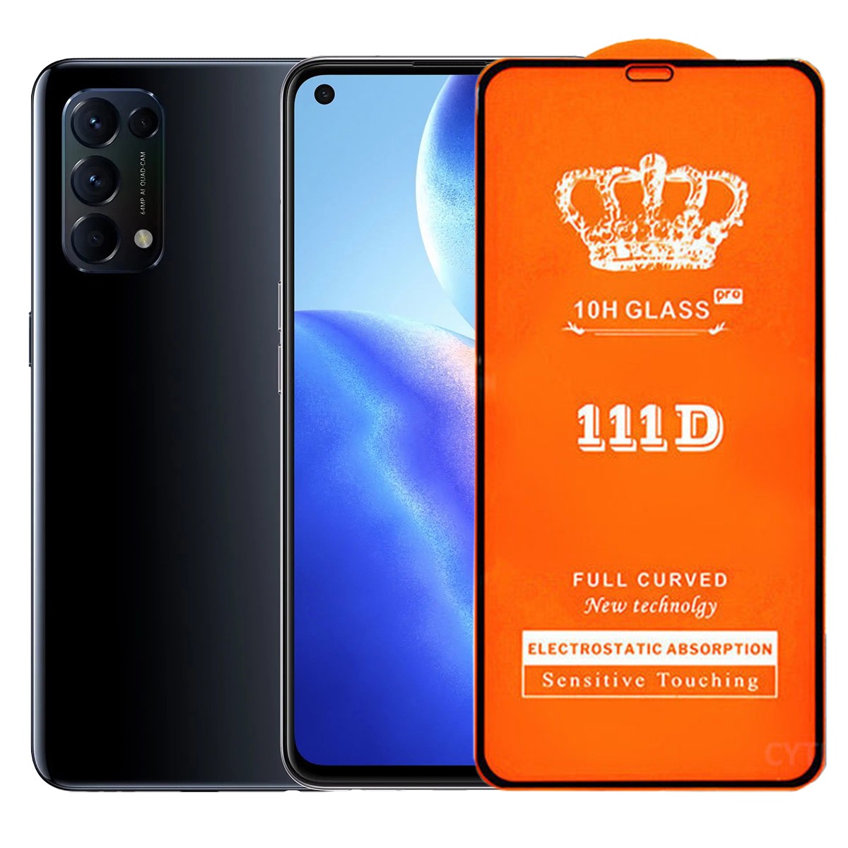 Folie Securizata pentru Oppo Reno 5, 5G, Flippy, Sticla de Protectie Compatibila cu Oppo Reno 5, 5G, Full Cover 111D,