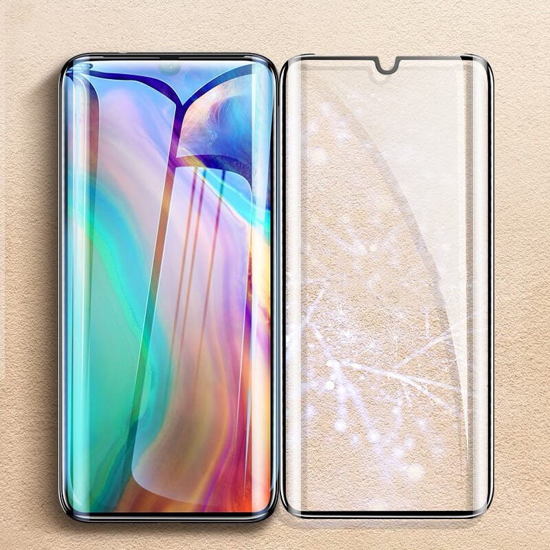Folie Sticla Curbata, compatibila cu Huawei P30 Pro Full Face Negru, Flippy