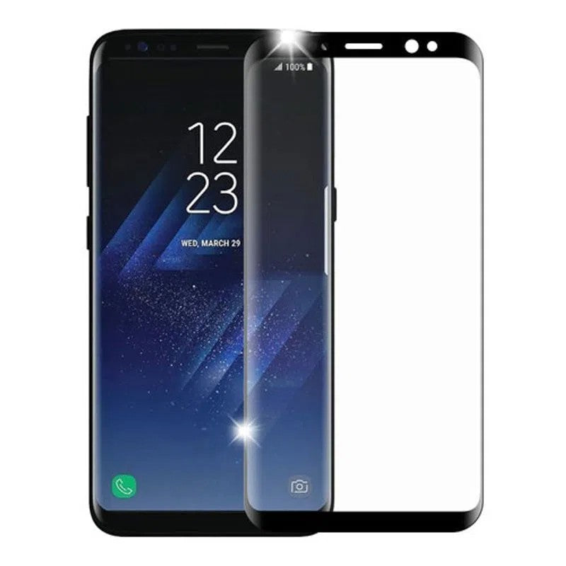 Folie Sticla Curbata Flippy compatibila cu Samsung Galaxy S8, cu lipici pe conturul negru, Full Face V2 Negru