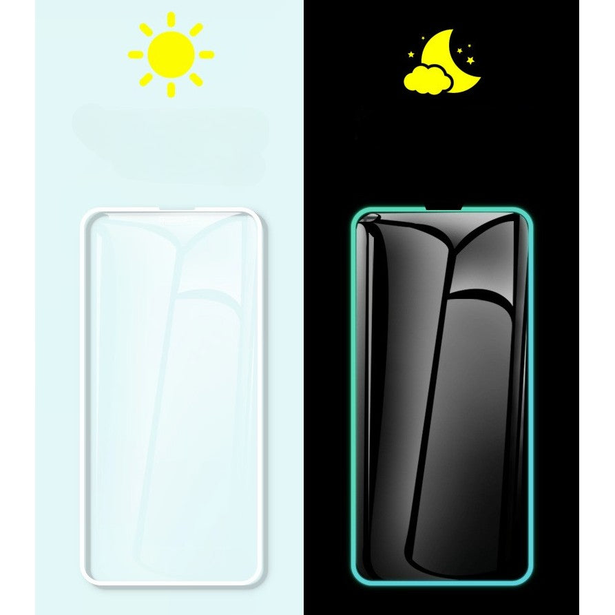 Folie Sticla Securizata Flippy, Luminous, compatibila cu Apple iPhone 12 Pro, Margine fosforescenta verde