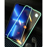 Folie Sticla Securizata Flippy, Luminous, compatibila cu Apple iPhone 13, Margine fosforescenta verde