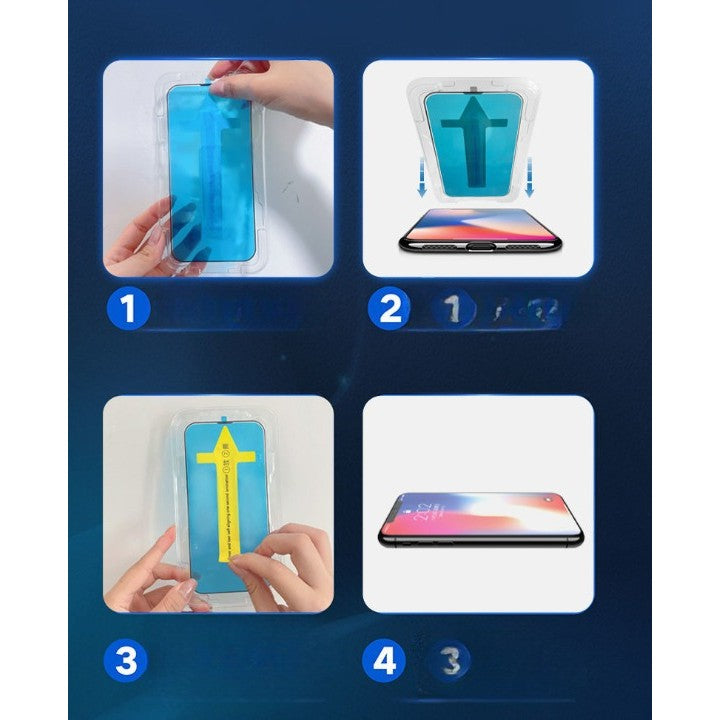 Folie sticla securizata cu sistem de montare usor si rapid Flippy pentru Apple iPhone 11 / XR, Transparent cu margini