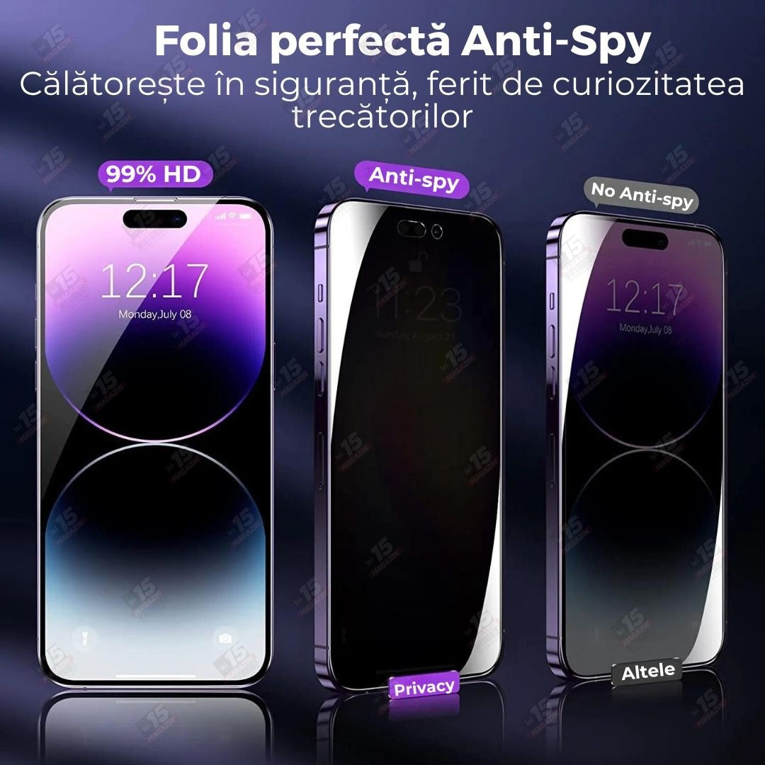 Folie Sticla Securizata, Flippy, Pentru Apple iPhone 16 Plus, Privacy Classic, 2.5D, Confidentialitate 30°, Negru