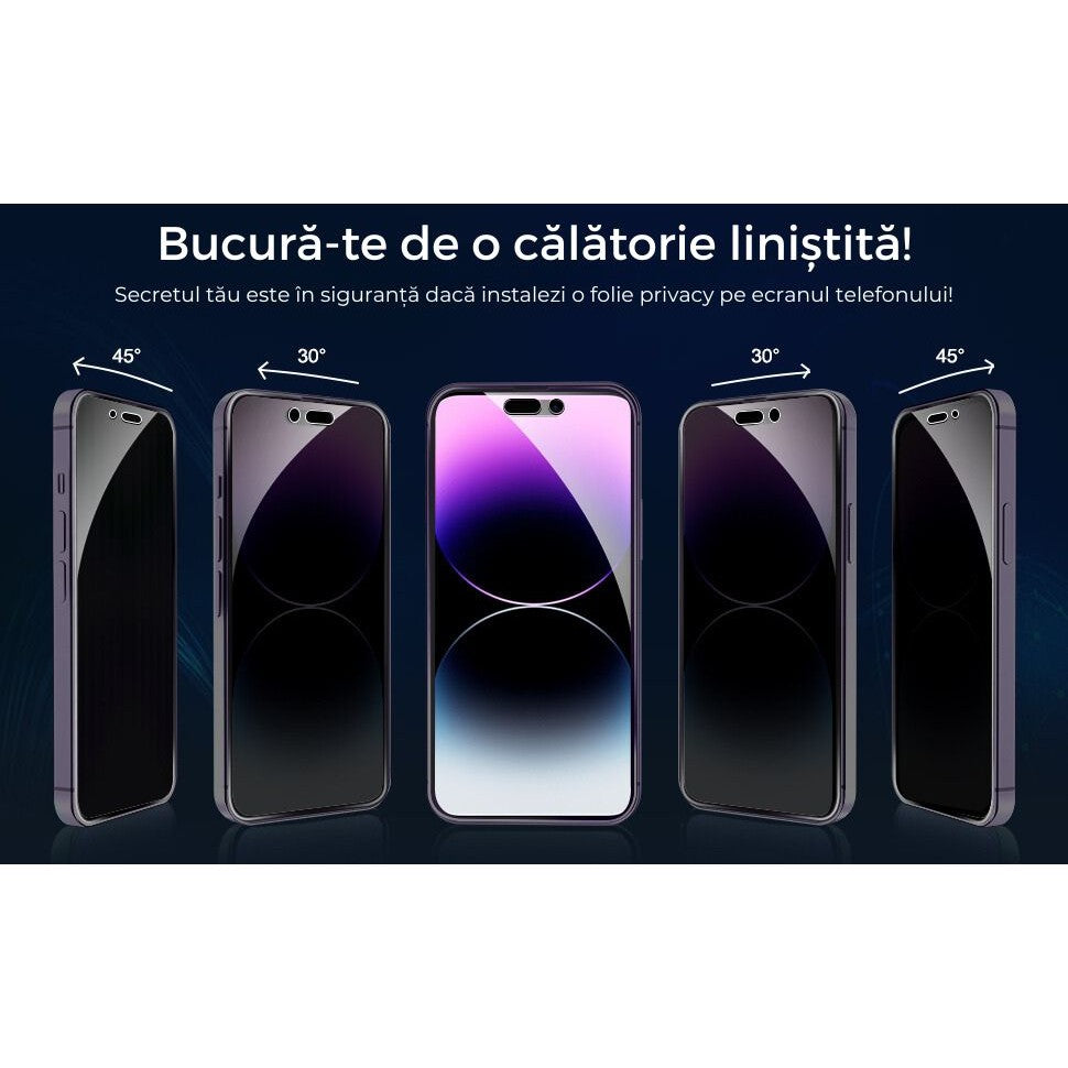 Folie Sticla Securizata, Flippy, Pentru Apple iPhone 16 Plus, Privacy Classic, 2.5D, Confidentialitate 30°, Negru