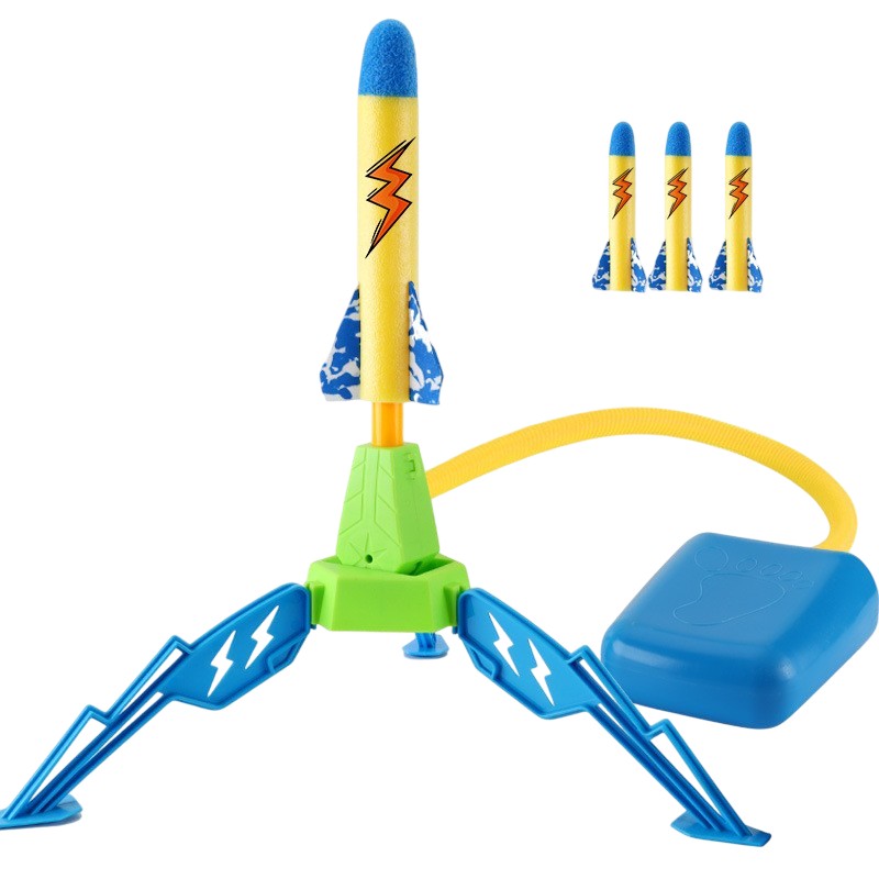 Jucarie pentru Copii, Flippy, Lansator de Rachete cu Piciorul, un Singur Lansator, 3 Rachete cu Lumini, 40.5 cm