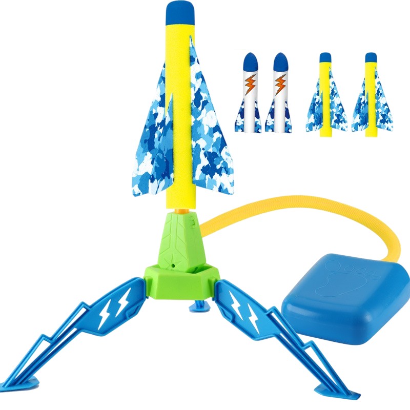 Jucarie pentru Copii, Flippy, Lansator de Rachete cu Piciorul, un Singur Lansator, 4 Rachete Fara Lumini, 40.5 cm