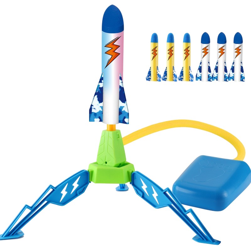 Jucarie pentru Copii, Flippy, Lansator de Rachete cu Piciorul, un Singur Lansator, 6 Rachete Fara Lumini, 40.5 cm