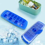 Forma pentru cuburi de gheata Flippy, 14 cuburi, reutilizabil, plastic alimentar, cu capac, orificiu umplere,