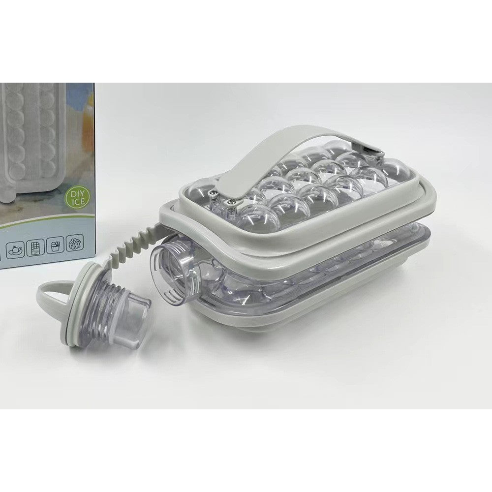 Forma pentru Gheata 2 in 1 Portabila, Flippy, Tavita sub Forma de Sticla, Diametru 3 cm, Multifunctional, 17 Bilute de