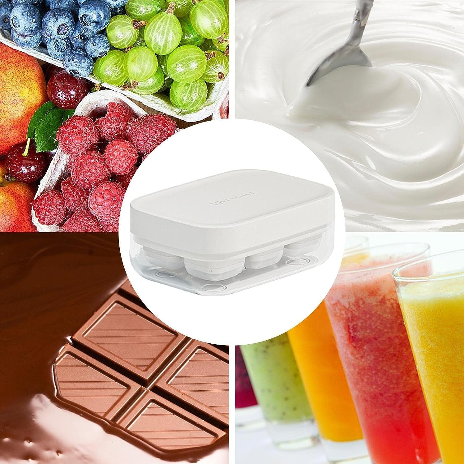 Forma pentru gheata cu presa Flippy, din silicon alimentar, 6 cuburi, caserola pentru depozitare, usor de folosit si