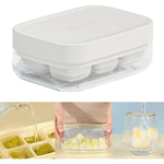 Forma pentru gheata cu presa Flippy, din silicon alimentar, 6 cuburi, caserola pentru depozitare, usor de folosit si