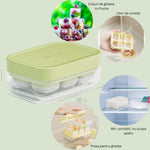 Forma pentru gheata cu presa Flippy, din silicon alimentar, 6 cuburi, caserola pentru depozitare, usor de folosit si