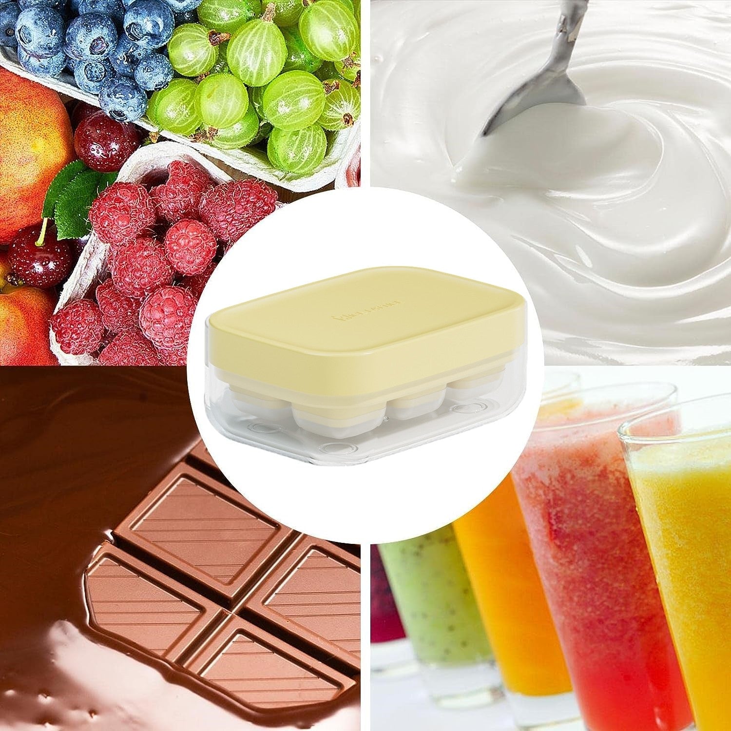Forma pentru gheata cu presa Flippy, din silicon alimentar, 6 cuburi, caserola pentru depozitare, usor de folosit si