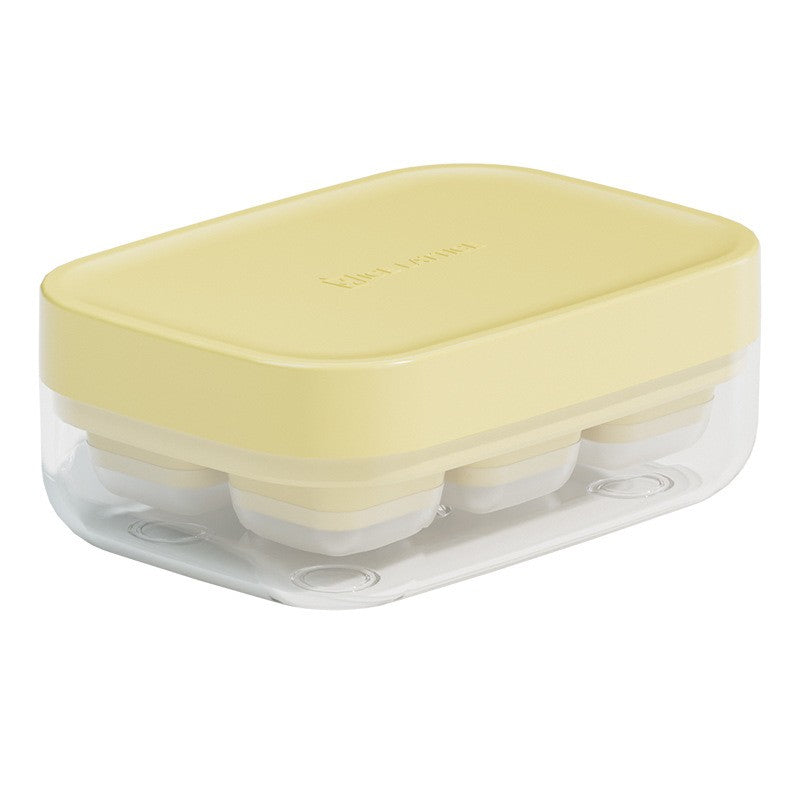 Forma pentru gheata cu presa Flippy, din silicon alimentar, 6 cuburi, caserola pentru depozitare, usor de folosit si